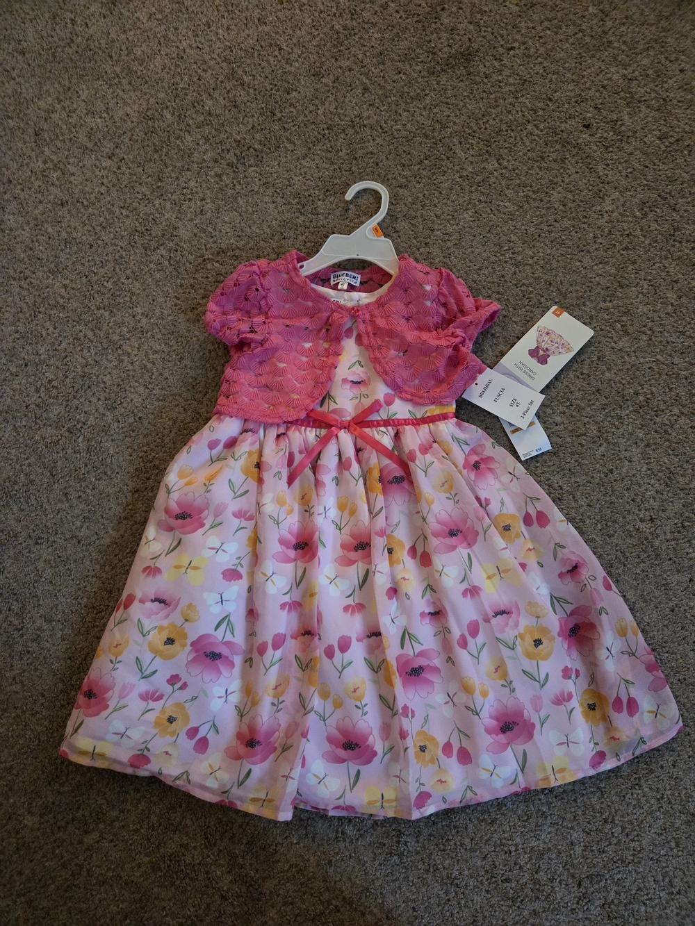 Blueberi Boulevard Pink Floral Dress with Pink Bolero